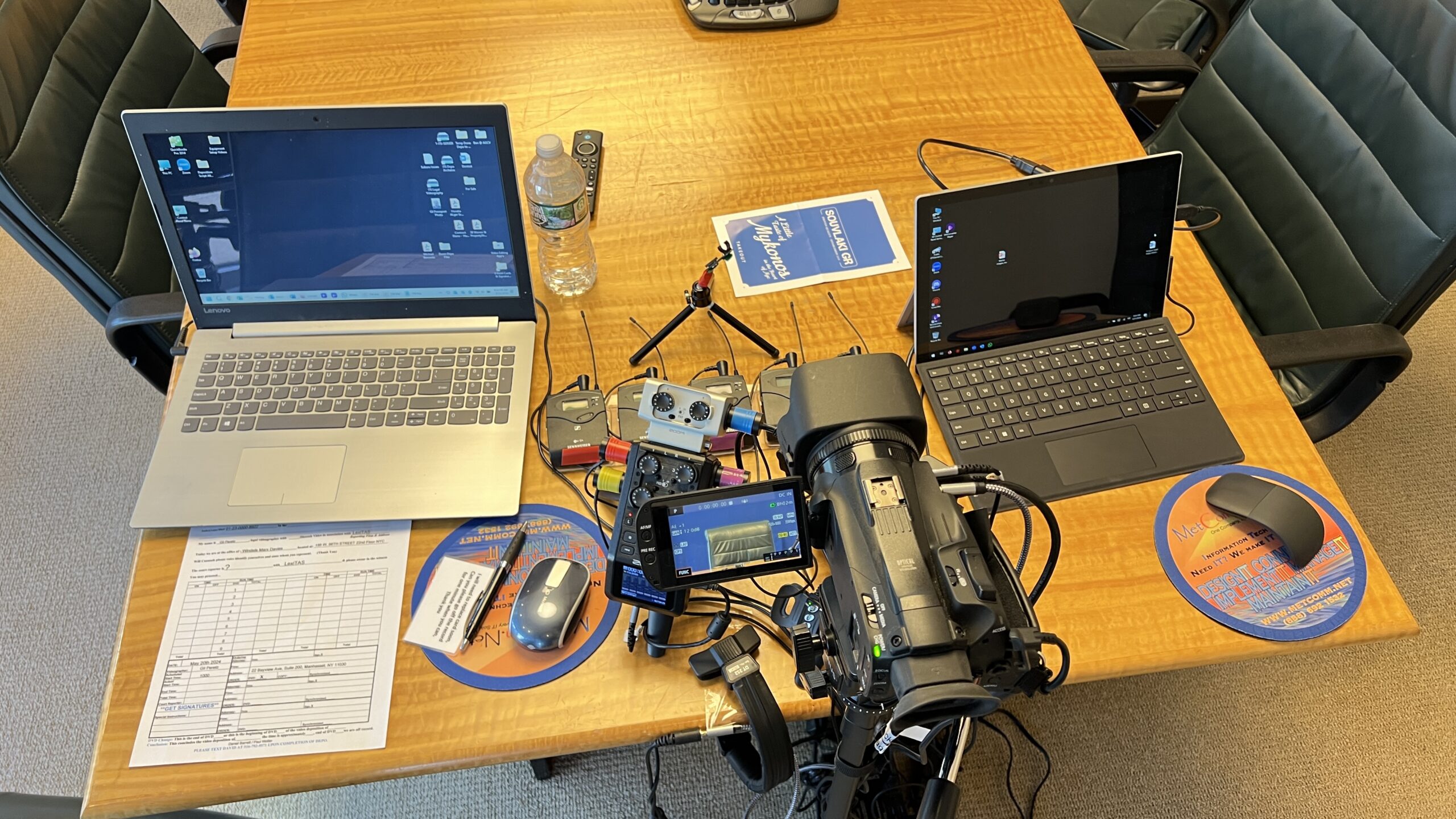 Deposition Gear in use on conference table